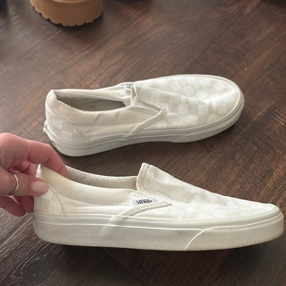 Vans Ivory Checkered Slip-On Shoes